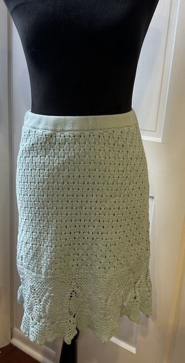 Athleta Dresses & Skirts - Athleta Crochet Knit Skirt Mint Green Cotton Eyelet Scalloped Hem SizeSmall Boho